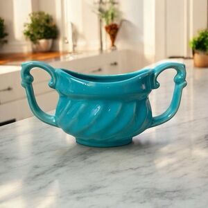 VTG Metlox Poppytrail Yorkshire Ribbed Sugar Bowl Turquoise 518 USA 1940’s Era